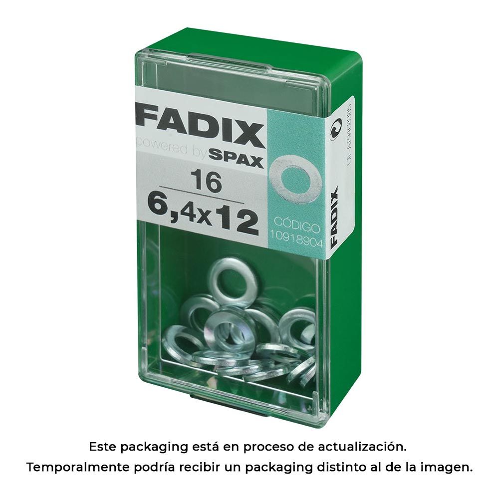 Caixa S 16 unid. anilha plana zinco 6,4x12mm fadix