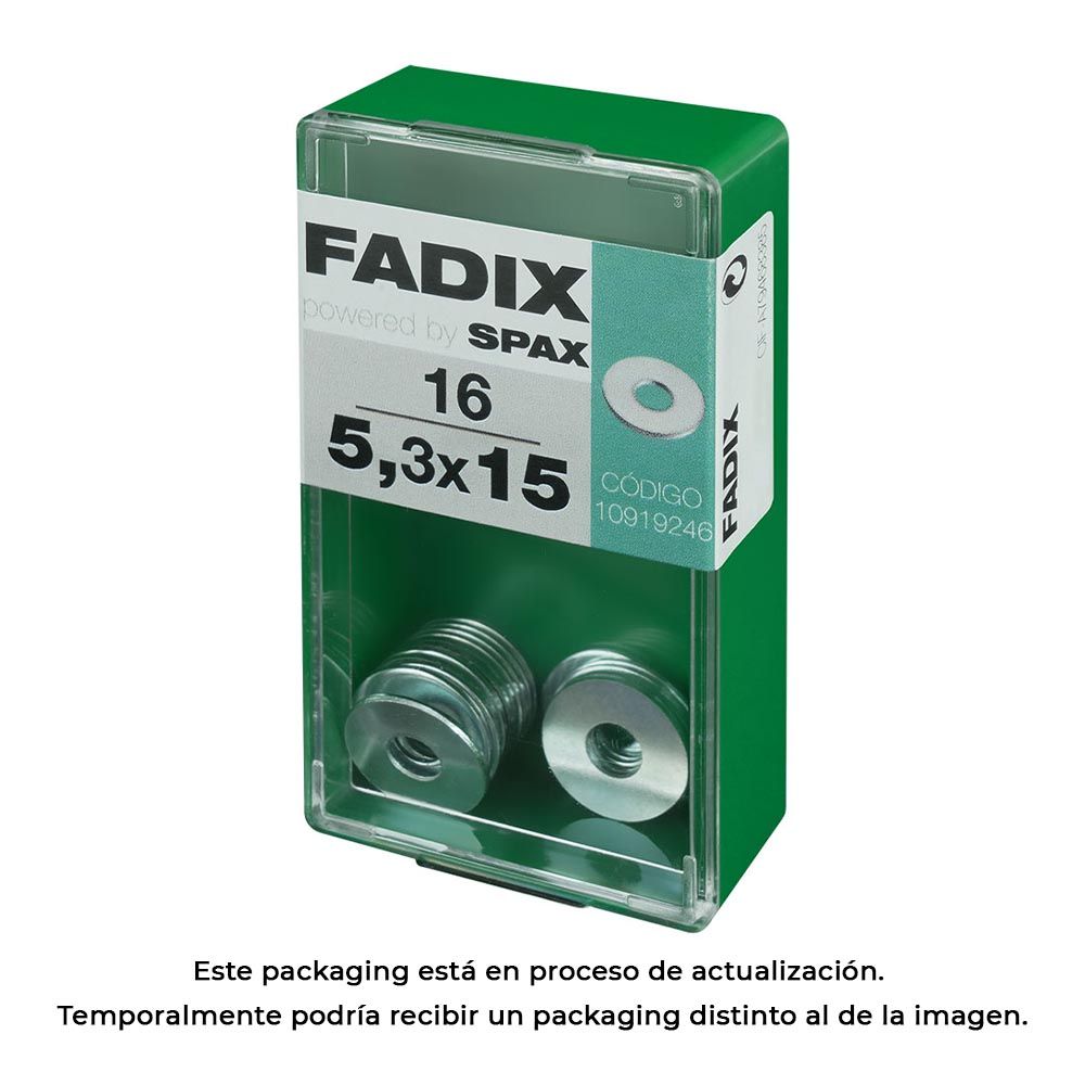 Caixa S 16 unid. anilha plana larga zinco 5,3x15mm fadix