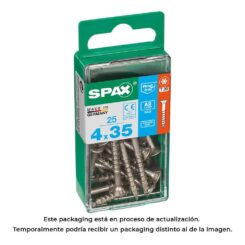 Caixa 25 unid. parafuso madeira spax cabeza plana INOX A2 4,0x35mm spax