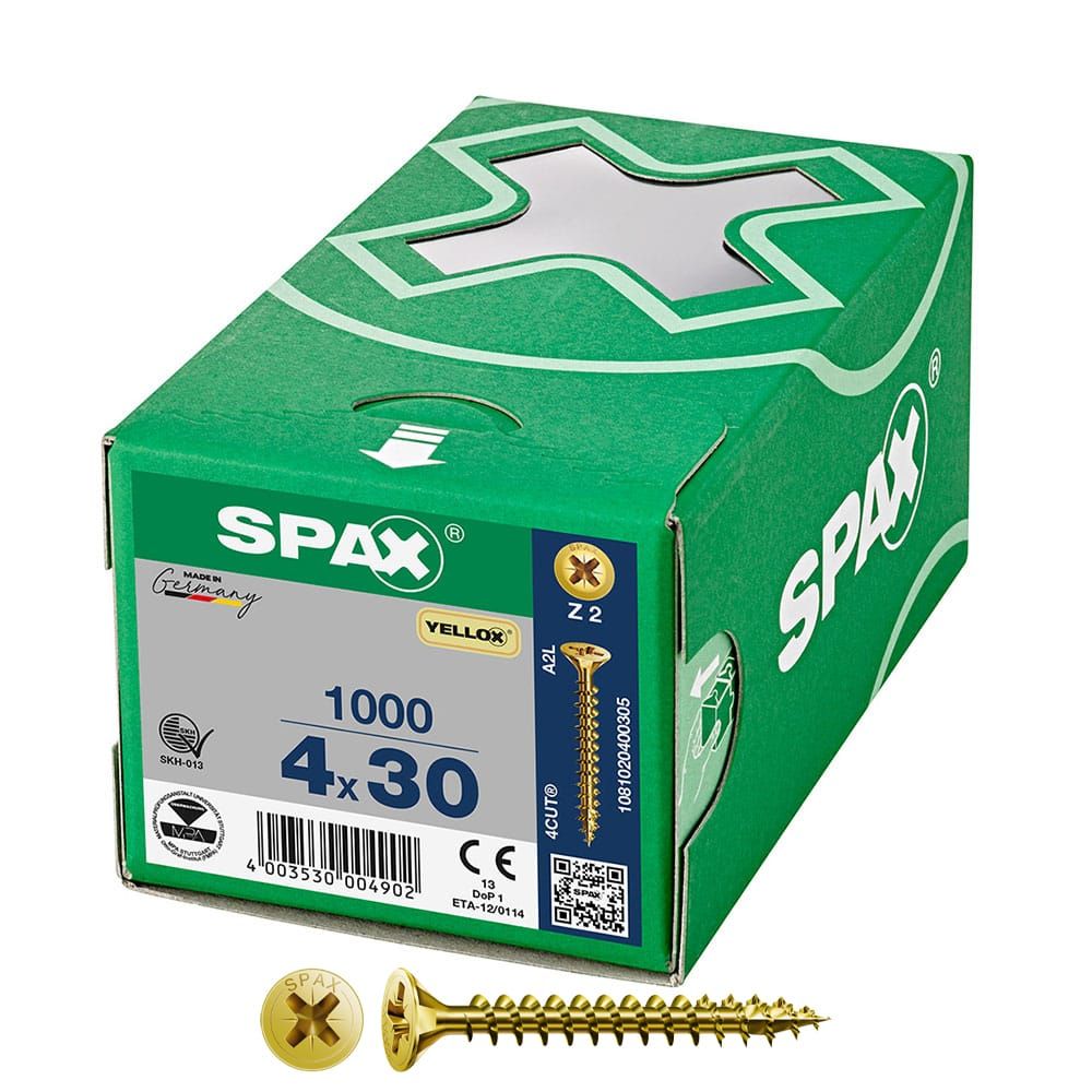 Caixa 1000 unidades. parafuso de cabeça plana universal yellox 4X30MM Z2