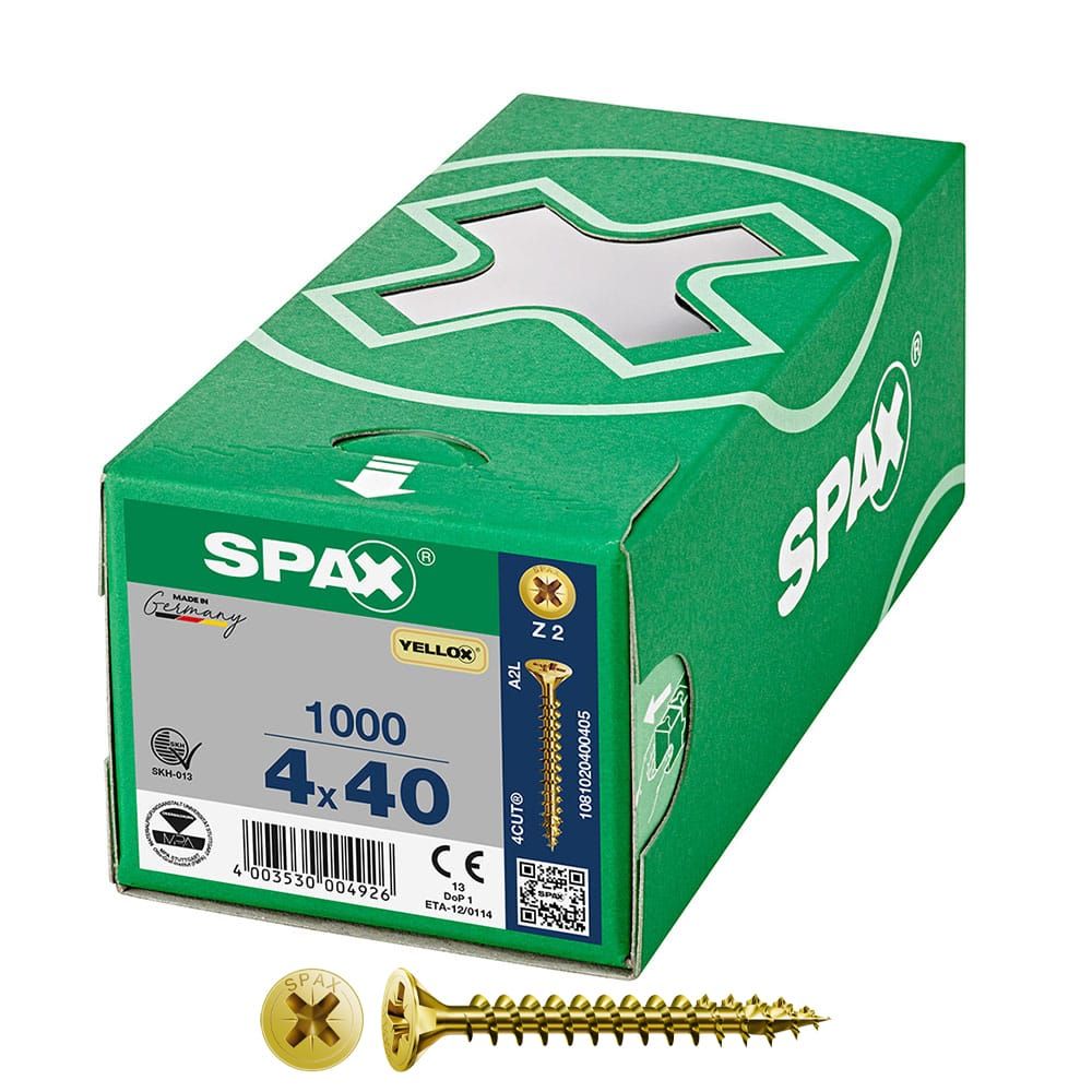 Caixa 1000 unidades. parafuso universal de cabeça chata yelox 4x40mm z2