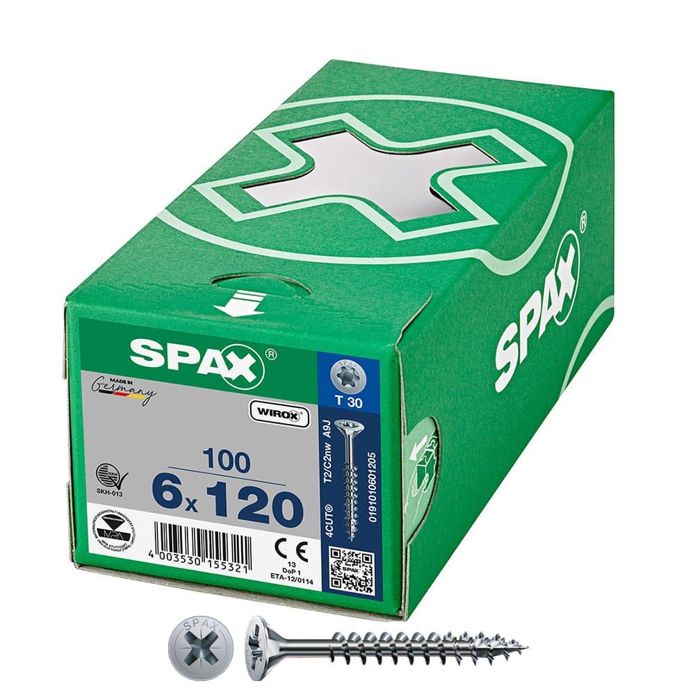 Caixa 100 unidades parafuso de cabeça plana universal wirox 6X120MM T30