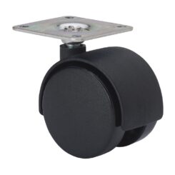 Roda giratória com placa e eixo liso, COR preto,  carga máxima de 50 kg, ø 5 cm