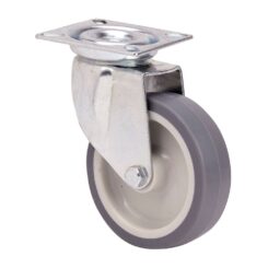 Roda giratória em borracha com placa e eixo liso, COR cinza, carga máx. 40 kg, ø 5 cm
