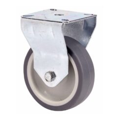 Roda fixa em borracha com placa e eixo liso, COR cinza, máx. carga 40 kg, ø 5 cm