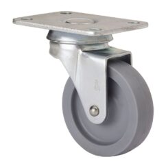 Roda giratória com placa e eixo liso, COR cinza, carga máxima. 22 kg, ø 4 cm