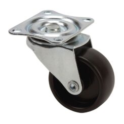 Roda giratória com placa e eixo liso, COR preta, carga máxima. 20 kg, ø 4 cm