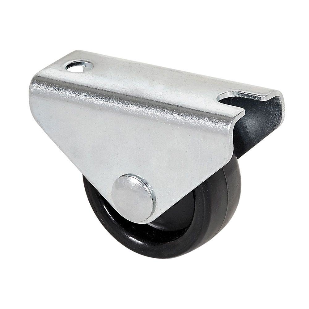 Roda fixa com placa e eixo liso com duas fixações, COR preto, carga máx. 20 kg, ø 1,5 cm