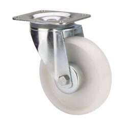 Roda giratória polyamix com placa e eixo liso, branco, carga máx. 130 kg, ø 8 cm