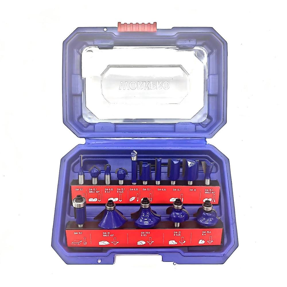 Fresa para madera 6,35 mm, juego 15 piezas