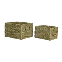 Cesta marrón con 2 asas, set de 2 uds