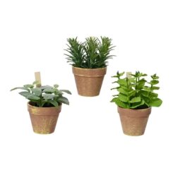 Vaso com planta artificial, modelos variados, Ø15 x 17 cm