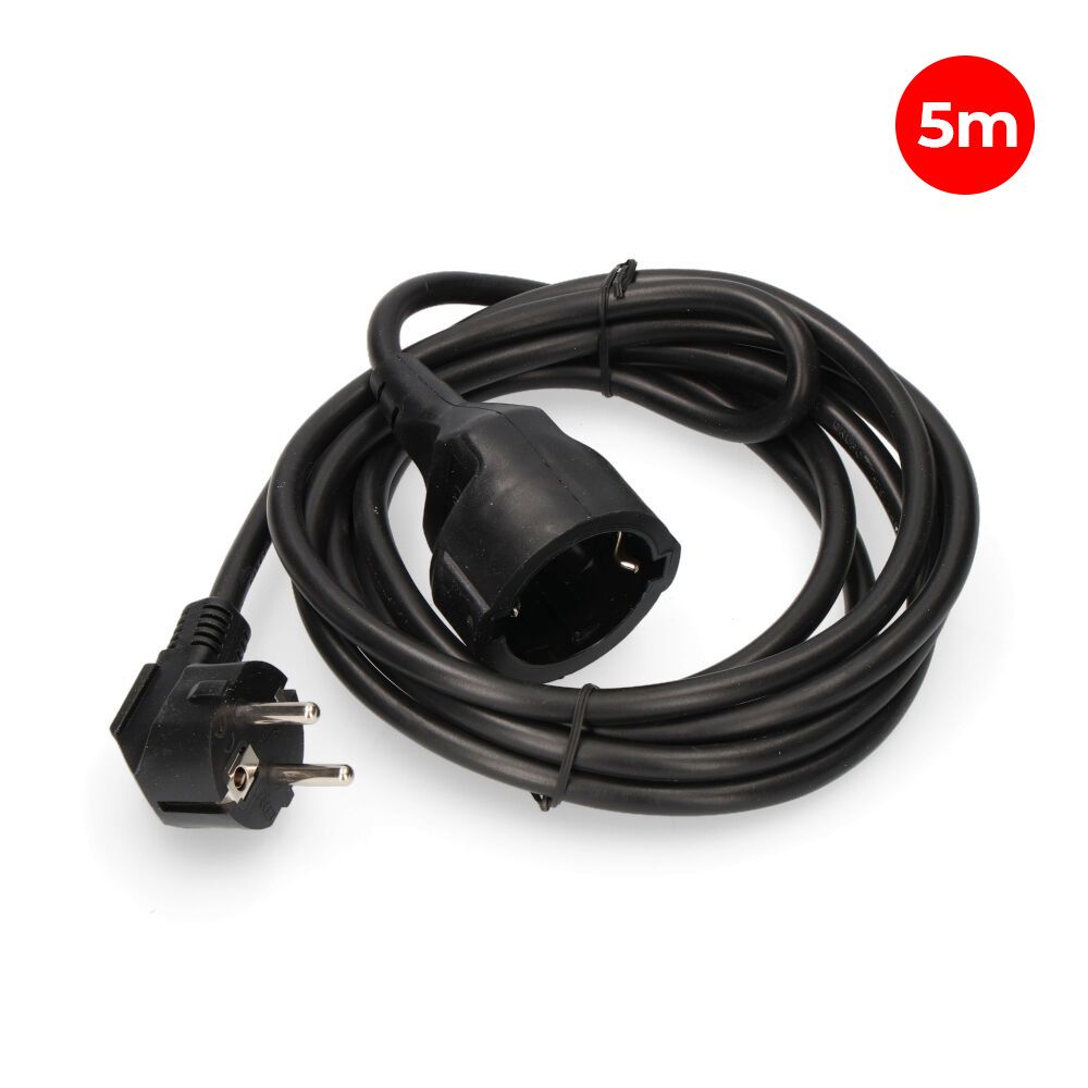 Prolongador com 1 tomada 2P+E, 16A 250V~ 5 m cabo H05VV-F 3G1,5mm² negro