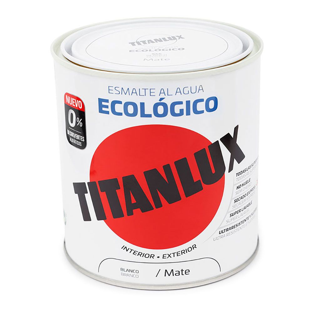 TITAN Esmalte ecológico branco fosco à base de água 750 ml