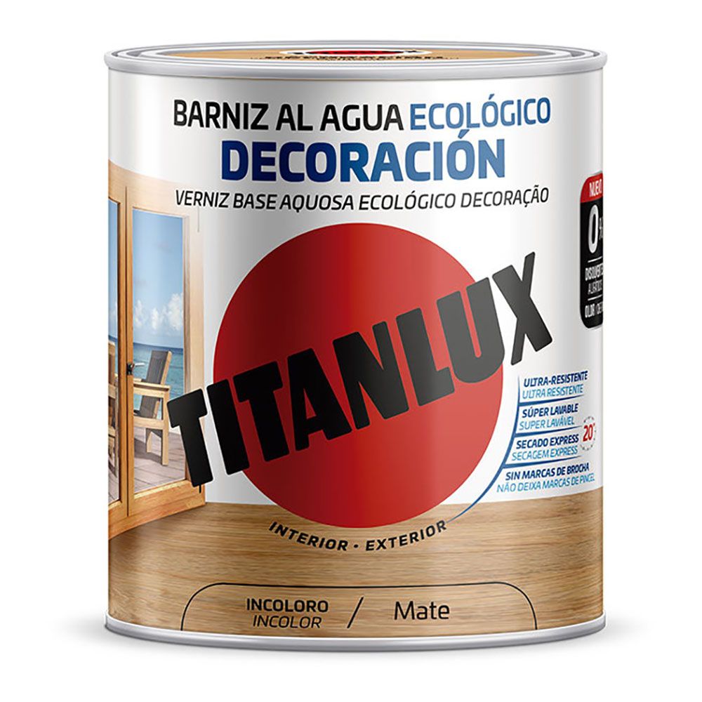 TITAN Verniz ecológico de decoração incolor fosco à base de água 750 ml