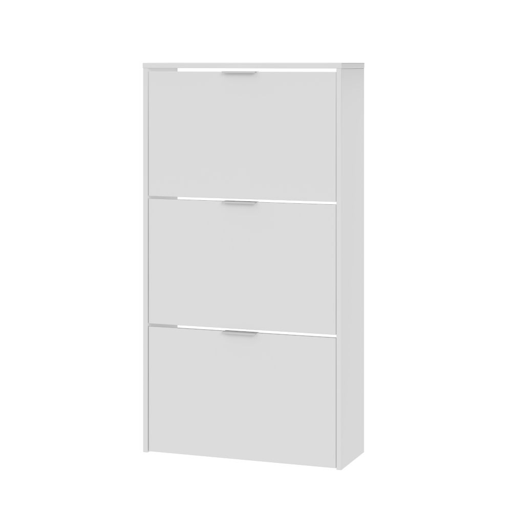 Móveis de sapateira, 3 portas dobráveis, branco brilhante - Image 2