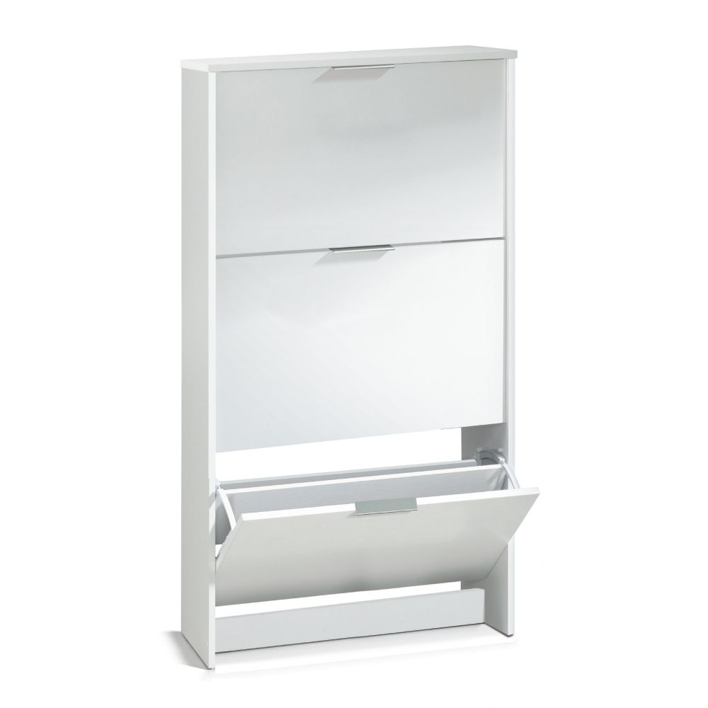 Móveis de sapateira, 3 portas dobráveis, branco brilhante - Image 4