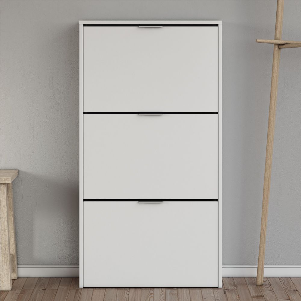 Móveis de sapateira, 3 portas dobráveis, branco brilhante - Image 6