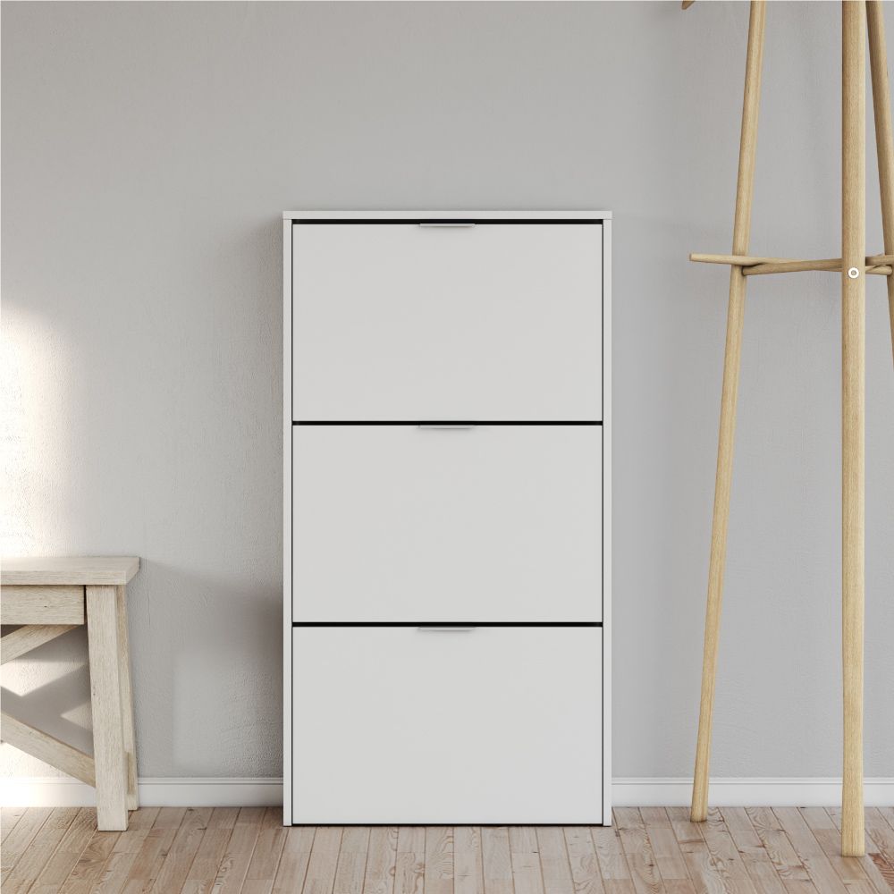 Móveis de sapateira, 3 portas dobráveis, branco brilhante - Image 7