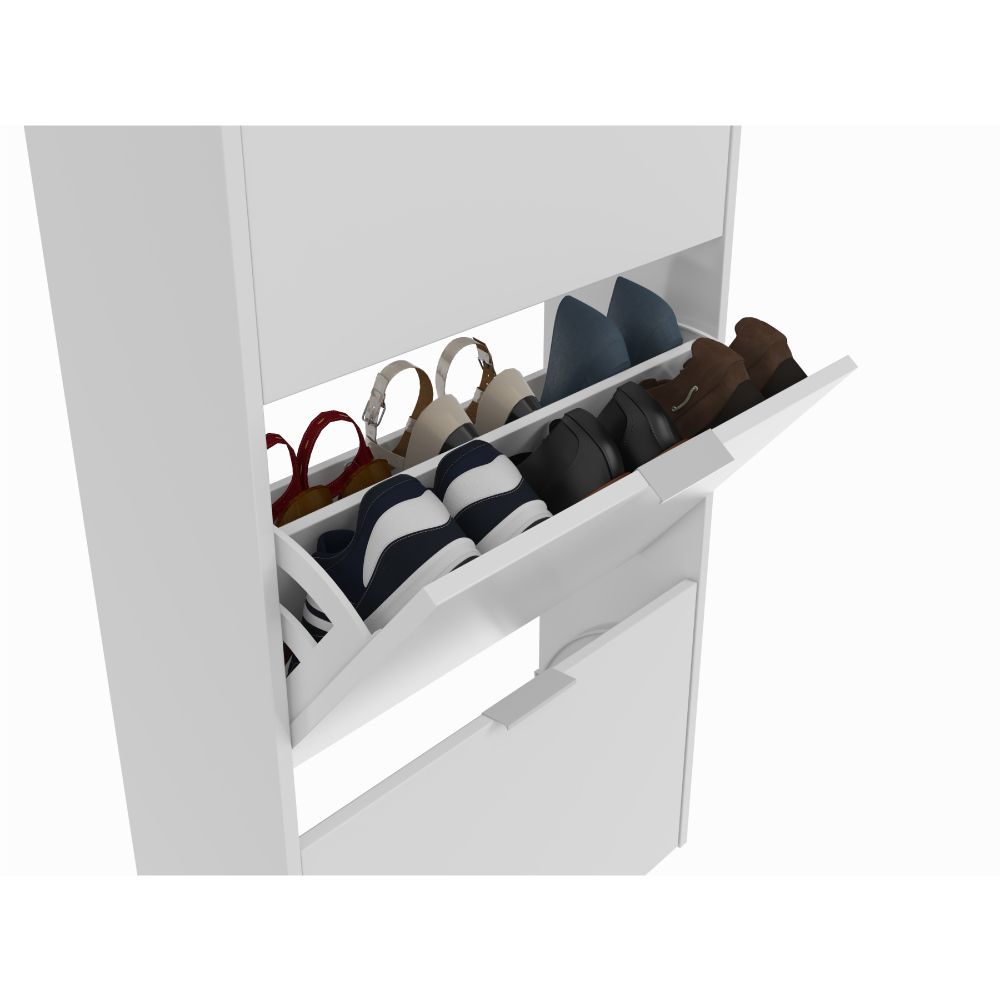 Móveis de sapateira, 3 portas dobráveis, branco brilhante - Image 5