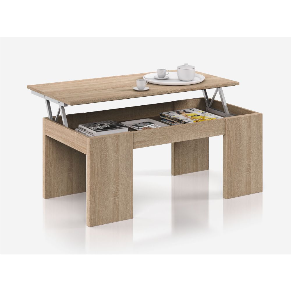 Mesa centro elevable, roble - Image 3