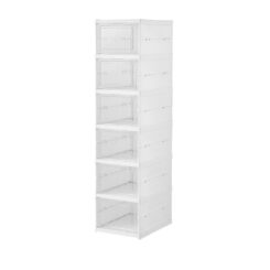 Sapateira dobrável, 6 pares, branca, 25,5 x 34,5 x 105 cm