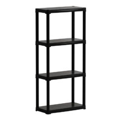 Estante de polipropileno, linha tempo, 4 prateleiras, preta, 60 x 30 x 133 cm