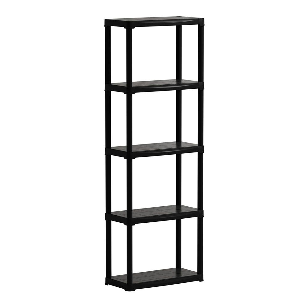 Estante de polipropileno, linha tempo, 5 prateleiras, preta, 60 x 30 x 176 cm