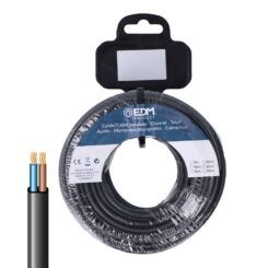 EDM Carretel de mangueira plana 2 x 1,50 mm² preto, 15 m