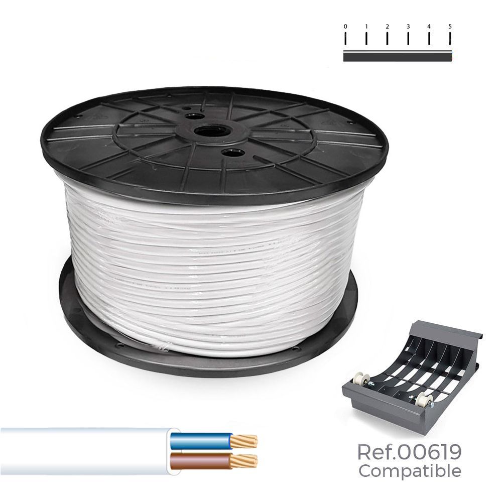 Cabo plano 2 x 1,50 mm² branca, 400 m. (bobine grande)
