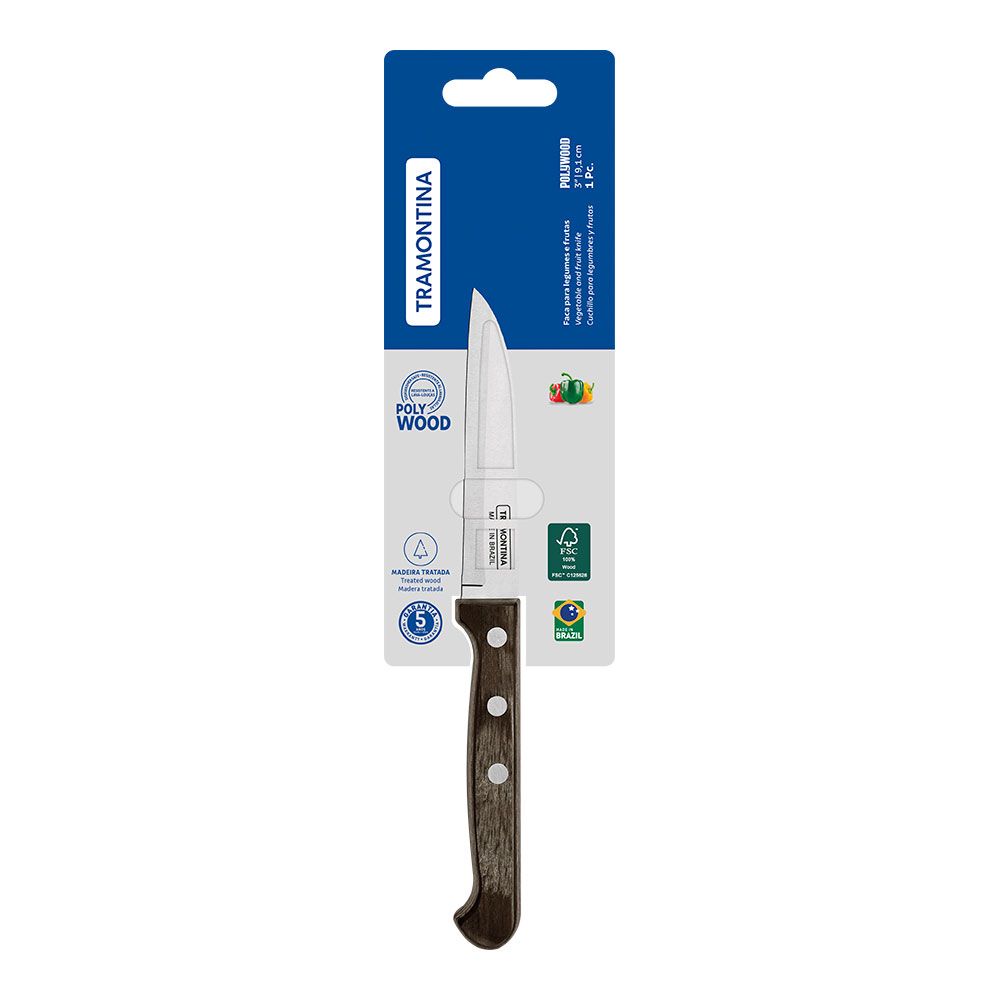 Cuchillo polywood castaño para verduras y frutas 9 cm - Image 2