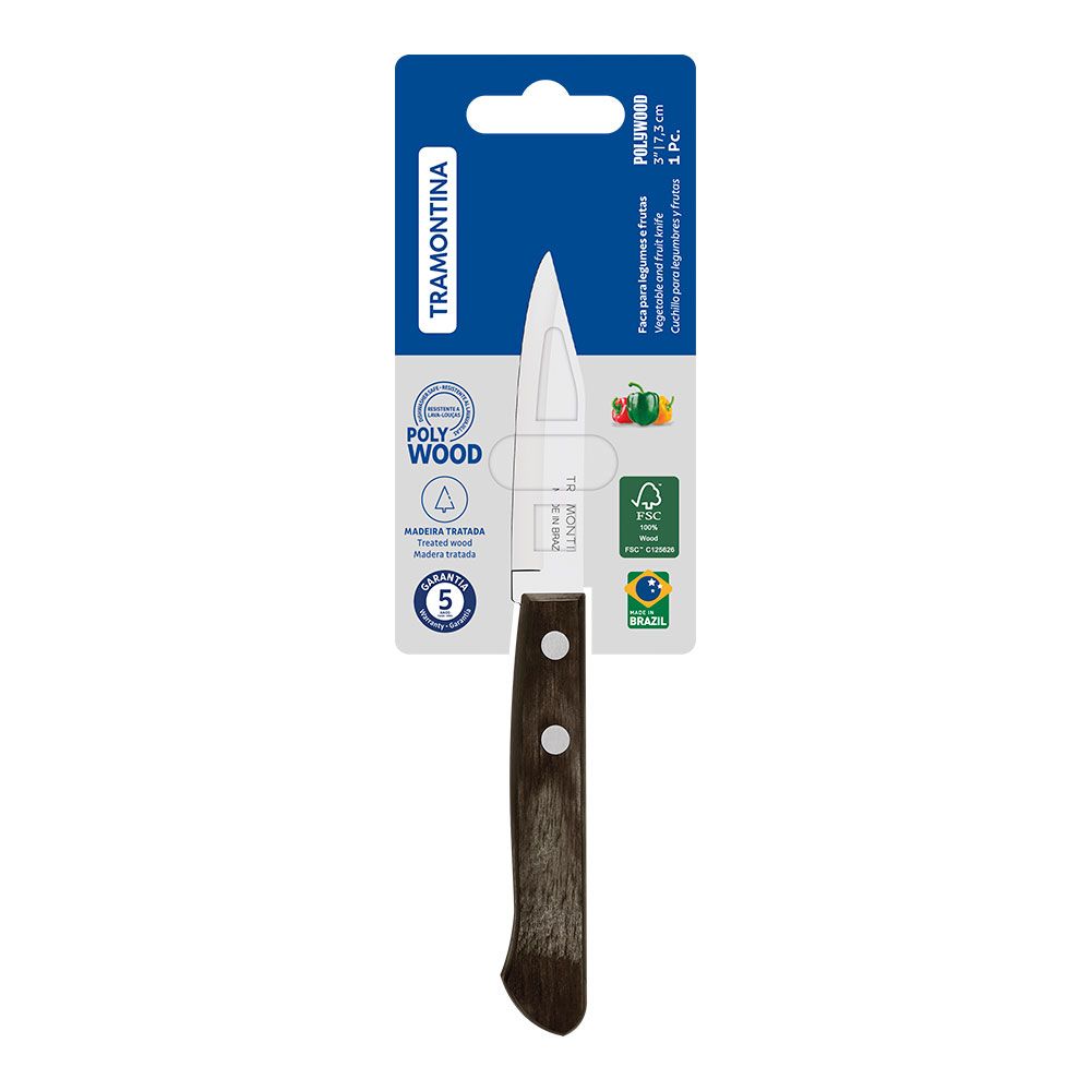 Cuchillo polywood castaño para verduras y frutas 7,3 cm - Image 2