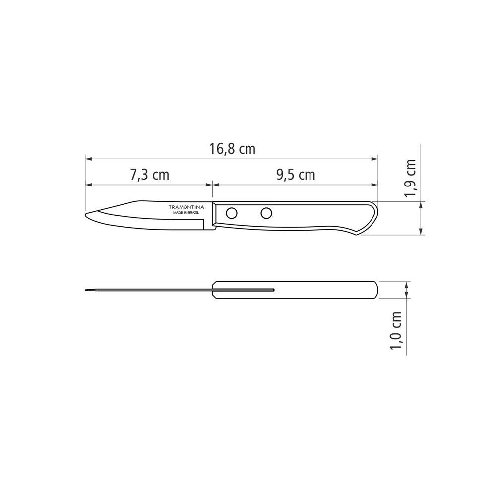 Cuchillo polywood castaño para verduras y frutas 7,3 cm - Image 3