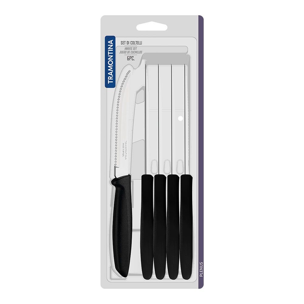 Facas serrilhadas para carne, plenus, preto, 6 unidades - Image 2