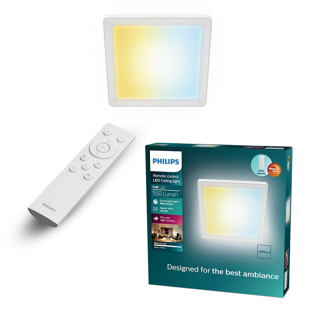 Plafón cuadrado blanco valen, 13 w, 1550 im, 2200-6500 k, 295 x 37 x 295 mm - Image 2