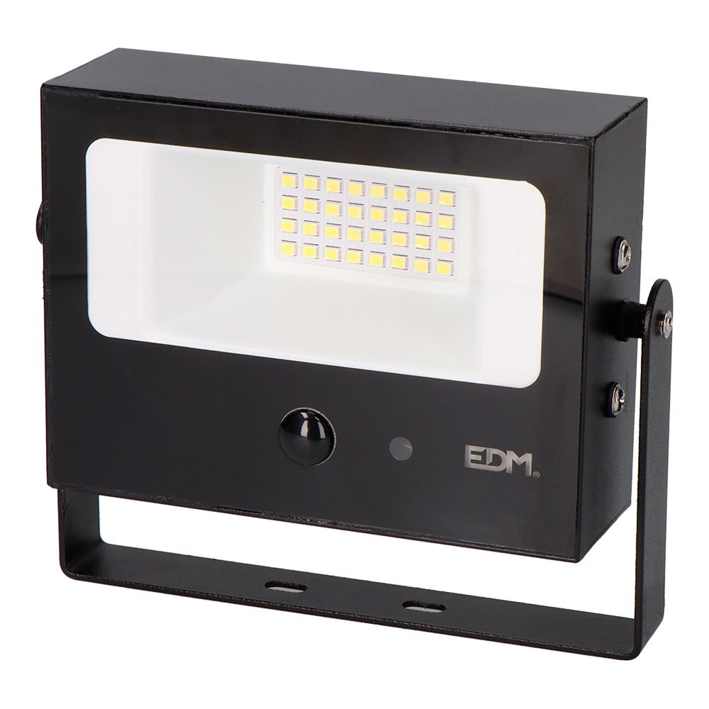 Projetor solar autobasculante, 10 W, 1800 LM, 6500 K, com sensor de movimento, preto