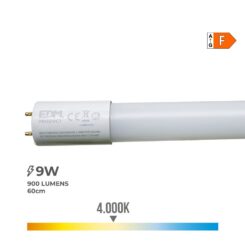 EDM Tubo LED T8 9 w 900 lm 4000 k luz natural (eq.18w) ø2,6 x 60 cm