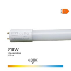 EDM Tubo LED T8 18 w 1950 lm 4000 k luz natural (eq.36w) ø2,6 x 120 cm