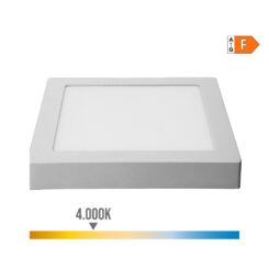 EDM Downlight LED de superfície quadrada cromada 20 w 1500 lm 4000 k luz natural 22 x 22 x 3 cm