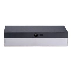 Aplique solar retangular 4W 500lm, 3000/4000/6500K, 3CCT, com sensor, preto