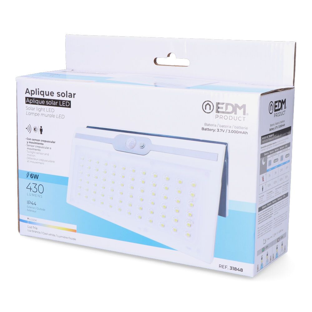 Candeeiro de parede solar 6W 430Lm 6.500K com sensor, COR branco - Image 5