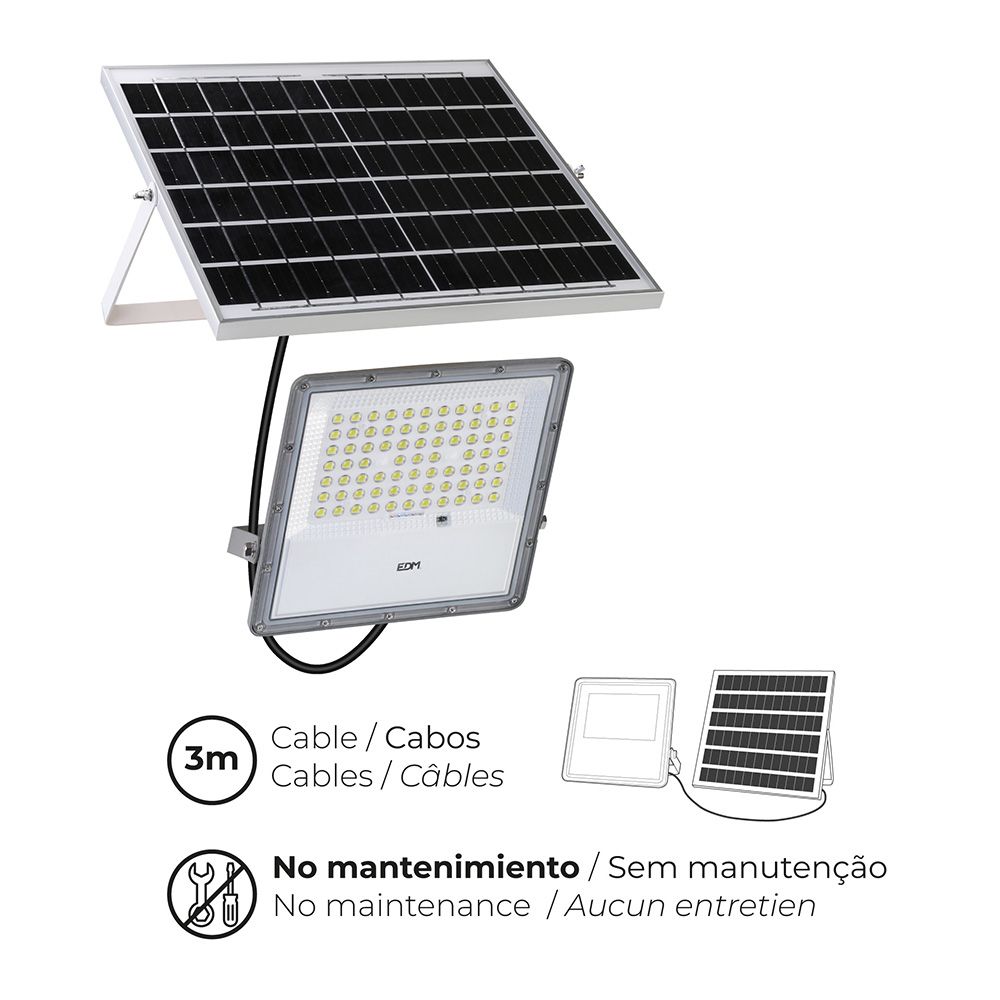 Foco proyector led solar 200 w 1500 lm 6500 k luz fría - Image 3