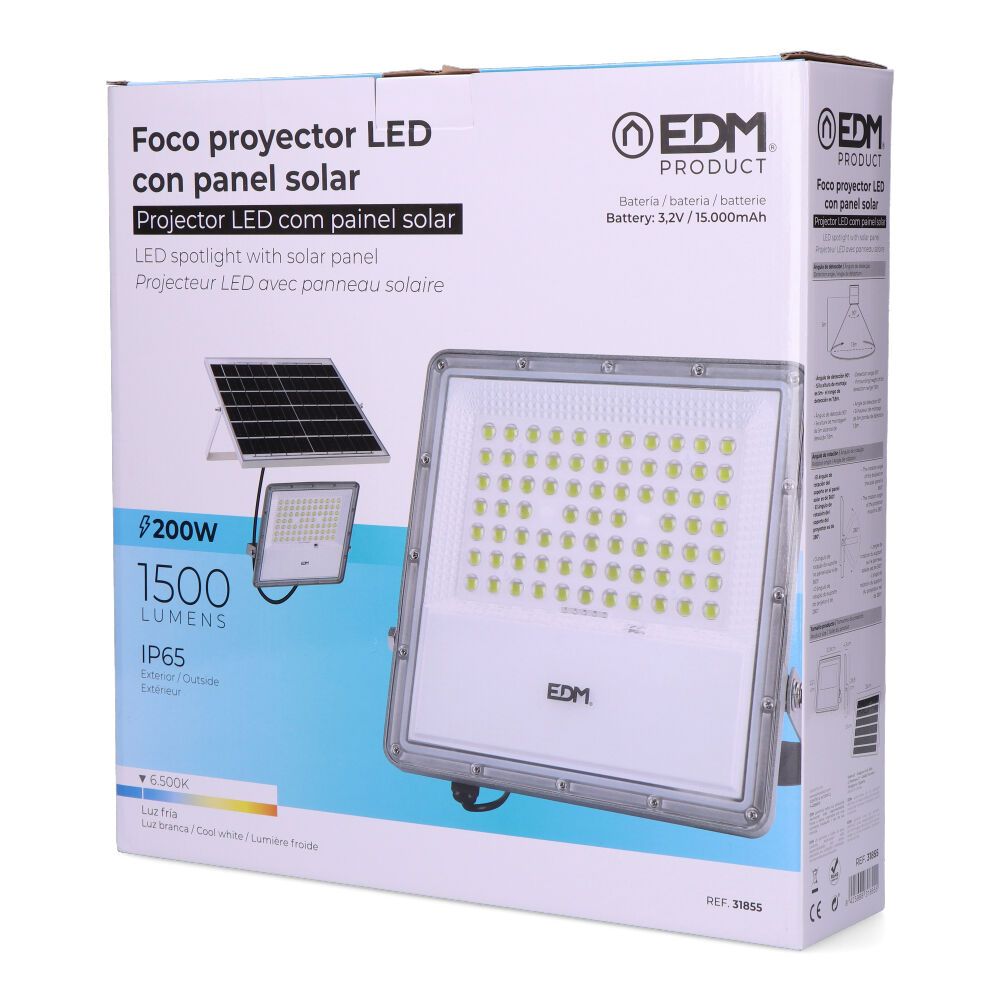 Foco proyector led solar 200 w 1500 lm 6500 k luz fría - Image 9