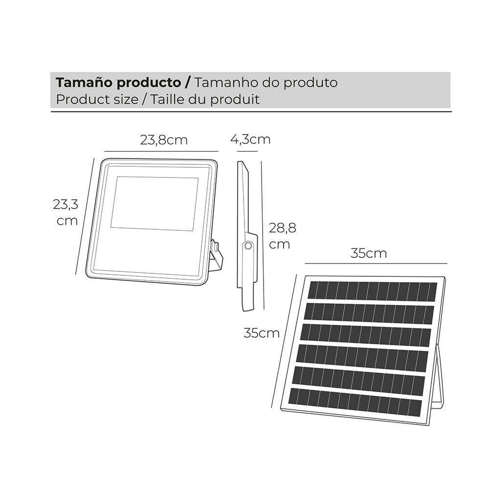 Foco proyector led solar 200 w 1500 lm 6500 k luz fría - Image 6