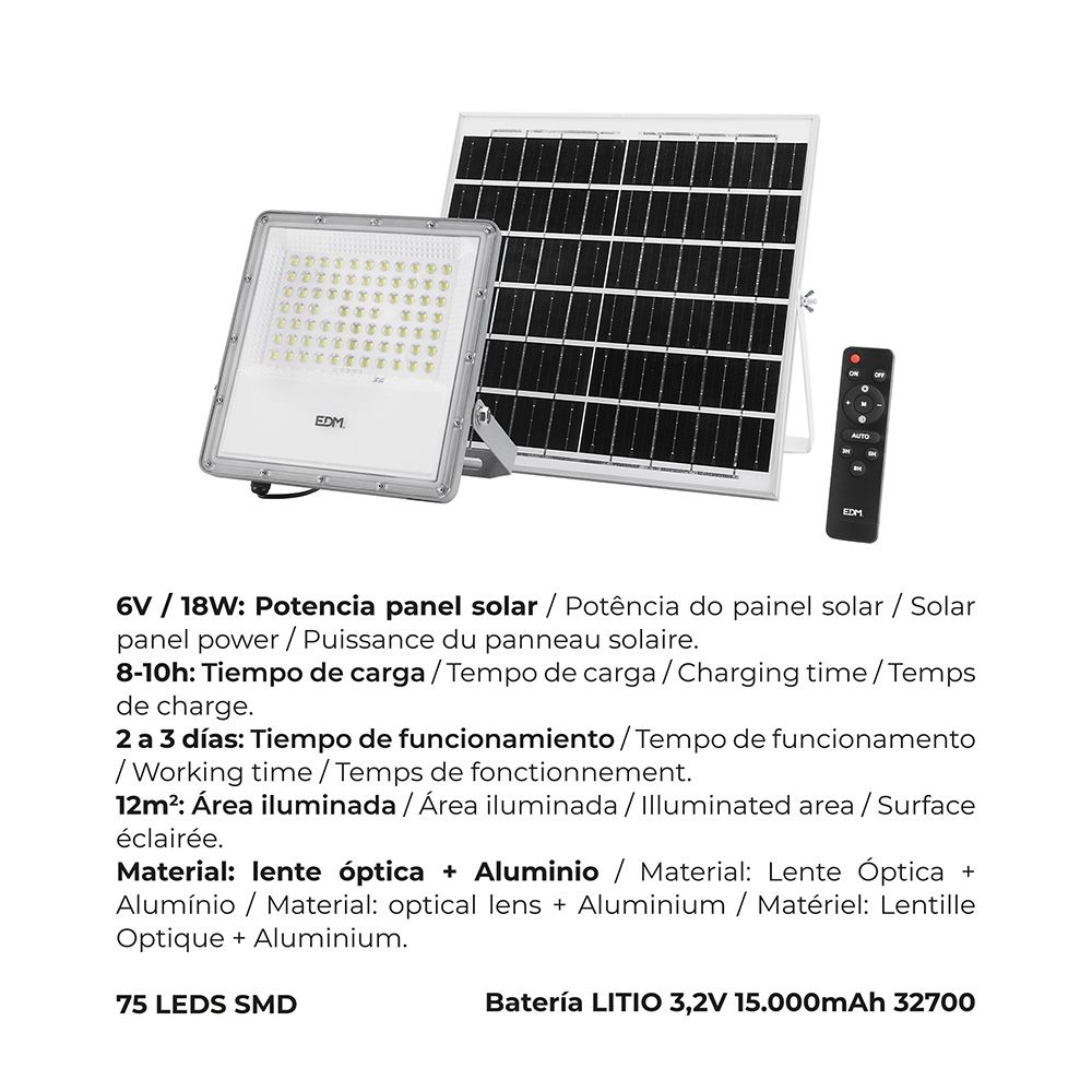 Foco proyector led solar 200 w 1500 lm 6500 k luz fría - Image 8