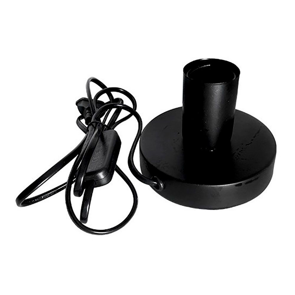 Base de mesa E27, com cabo e interruptor, preta, Ø120 x 85 mm