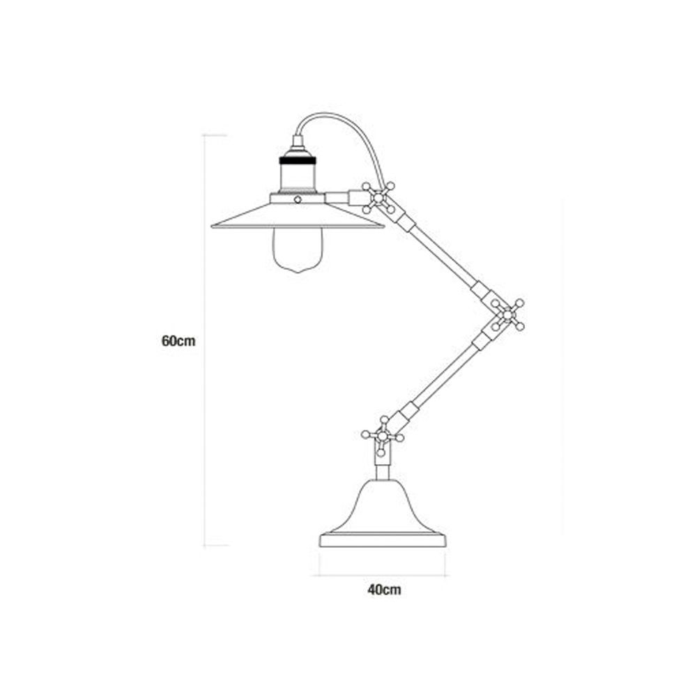 Candeeiro de mesa vintage altura extensível 40-80cm base: Ø16cm E27 60W EDM - Image 2