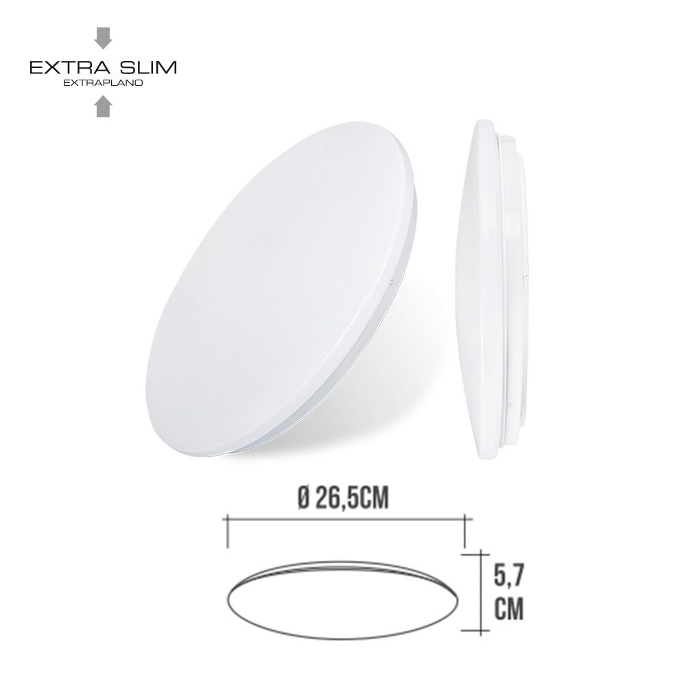 Luminária de parede circular LED de superfície 12 W 4000 K 1160 LM COR branco Ø25 x 6,2 cm - Image 2