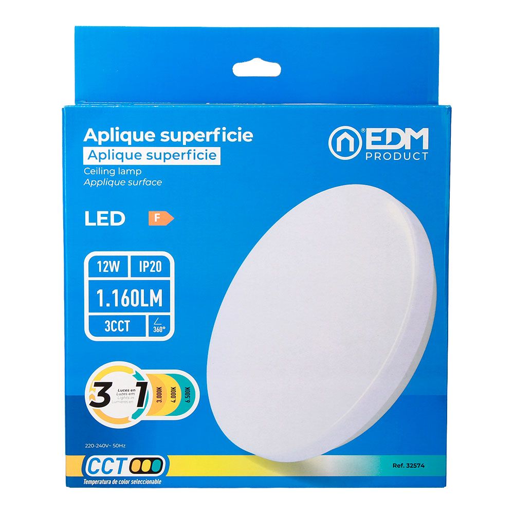 Aplique LED circular de superfície 12 W 3CCT 1160 LM Ø26 x 6,2 cm - Image 3