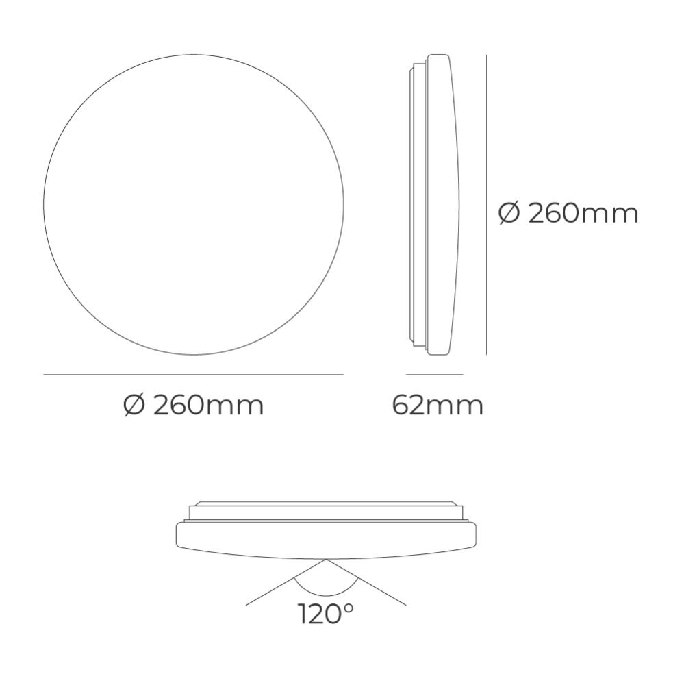 Aplique LED circular de superfície 12 W 3CCT 1160 LM Ø26 x 6,2 cm - Image 5